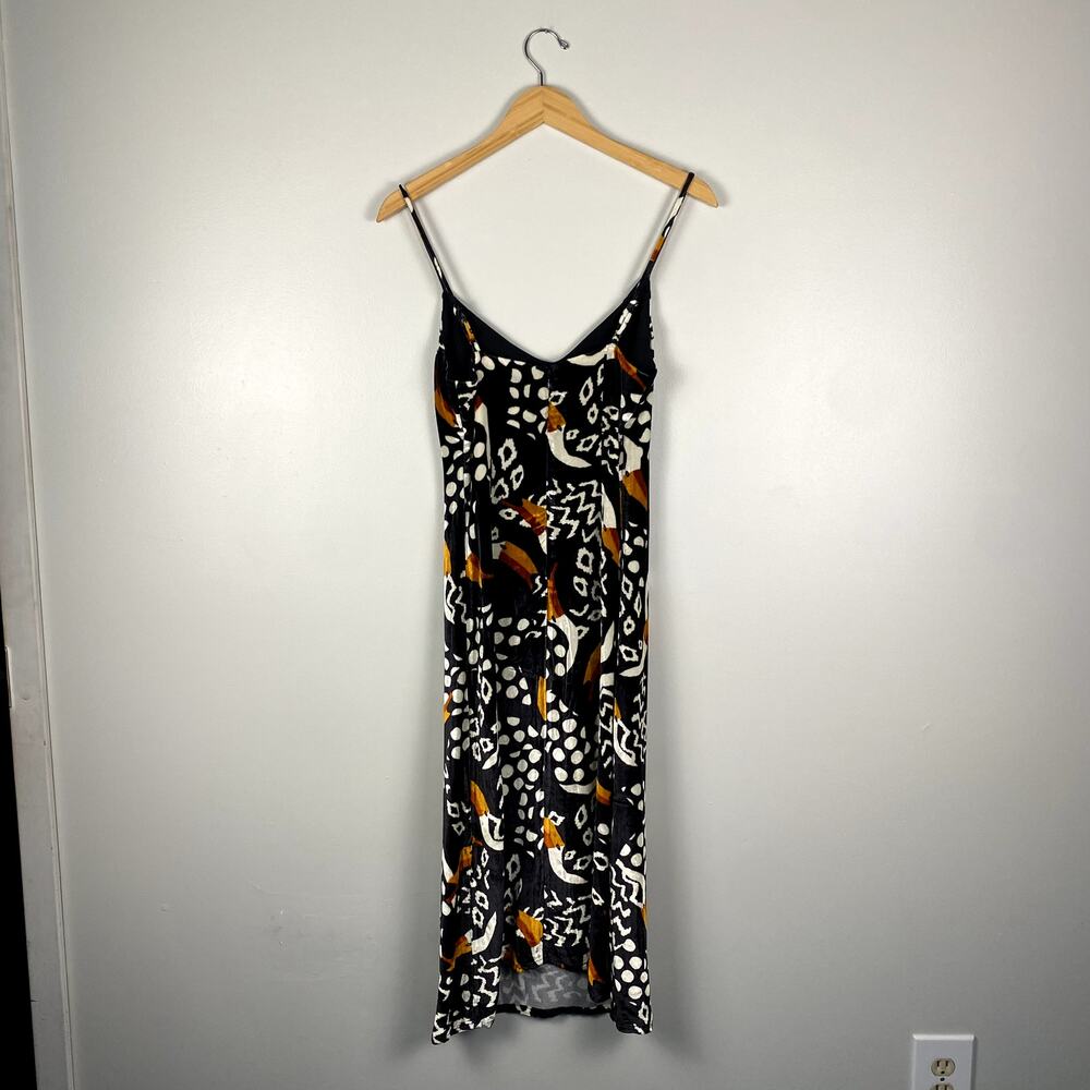 NWT Farm Rio Black Tucano Velvet Midi Dress in Black Multi XS - Picture 10 of 11